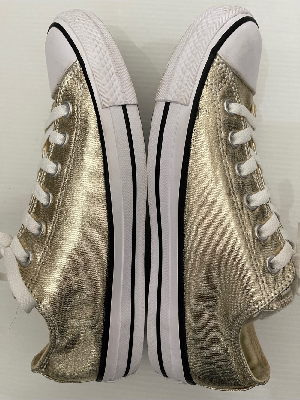 CONVERSE ALL STAR OX LIGHT GOLD/WHITE SNEAKERS MENS SIZE 7 WOMENS SIZE 9 - Picture 12 of 13